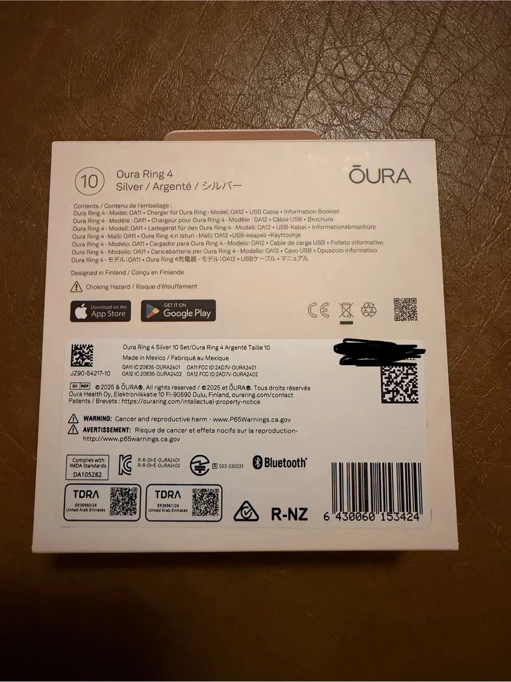 NEW SEALED Oura Ring 4 Silver Size 10